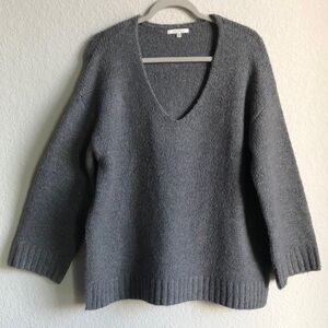 Z Supply Weekender Sweater V Neck Grey Side Slit ZW223511